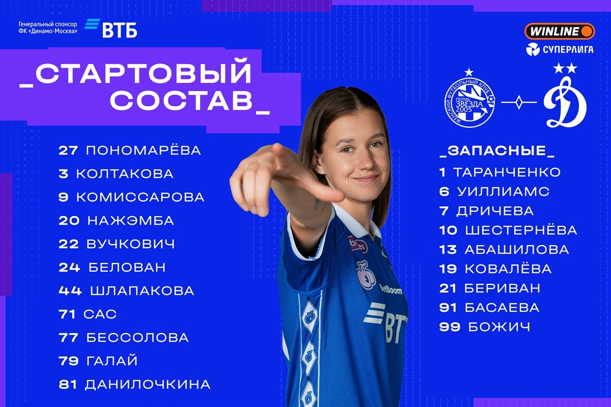 Пономарёва и Вучкович вернулись в старт, Шлапакова и Нажэмба сыграют в атаке